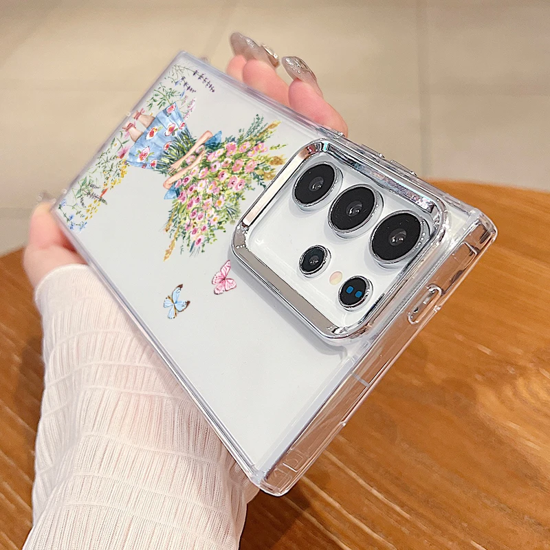 Plating Lens Clear Butterfly Case For Samsung Galaxy A55 A54 A35 A25 A15 5G A52 A53 A34 A14 S20 S21 FE S22 S23 S24 Ultra Capa