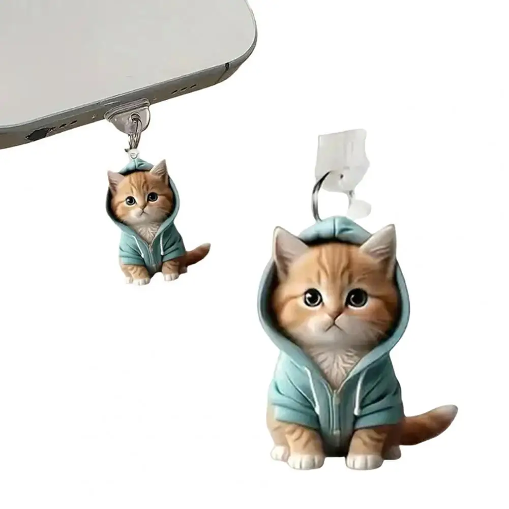Cute Cat Dust Plugs Cute Cat Pendant Acrylic Dust Plugs for Mobile Phone Charging Port Small Size Universal Interface Protector