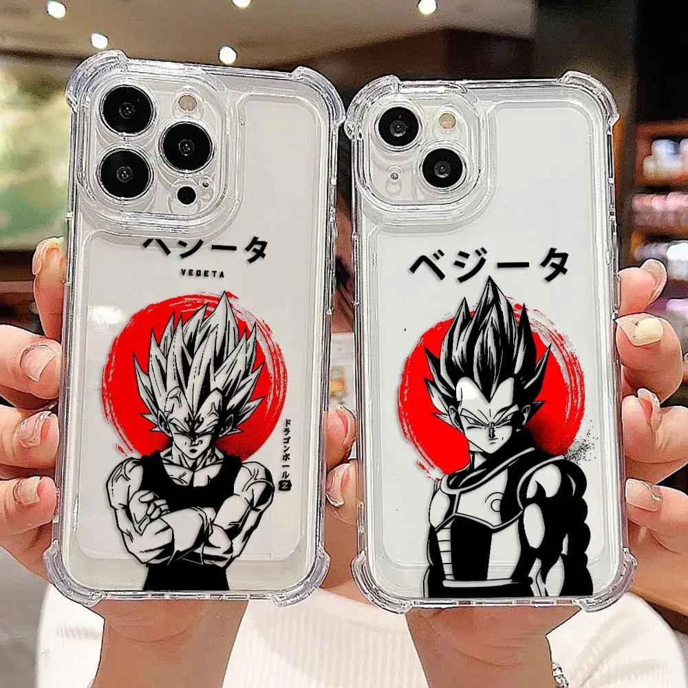 Funda Transparente para iPhone 17 AIR 16E 16 15 14 12 13 11 Pro 8 7 Plus X XR XS Max, Carcasa Antigolpes con Diseño de Dragon Ball Z Goku Vegeta