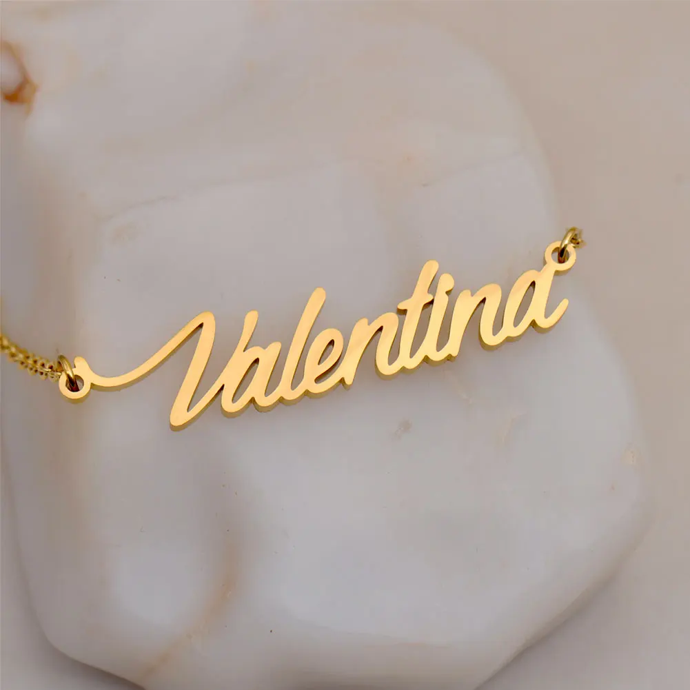 

GR859C Valentina Gold Plated Name Necklace for Women Stainless Steel Jewelry Pendant Femme Girlfriend Gift