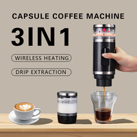 Multifunctional 3-in-1 Portable Capsule Coffee Maker Overflow Camping Coffee Maker Car Espresso 12V Battery Coffee Maker