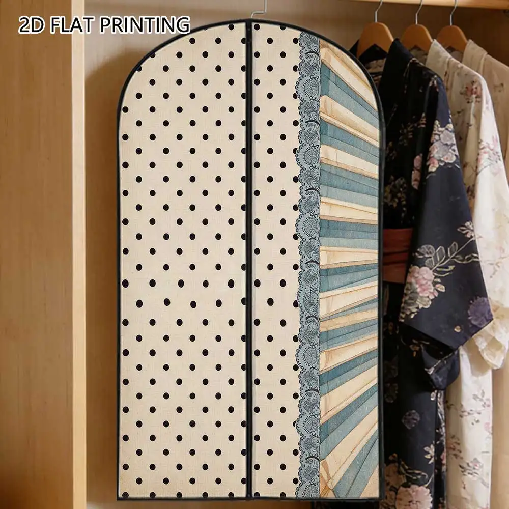 1pc black polka dot Compressed Dust Cover Clothes Compression Hanging Storage Bag Household Wardrobe Organizer