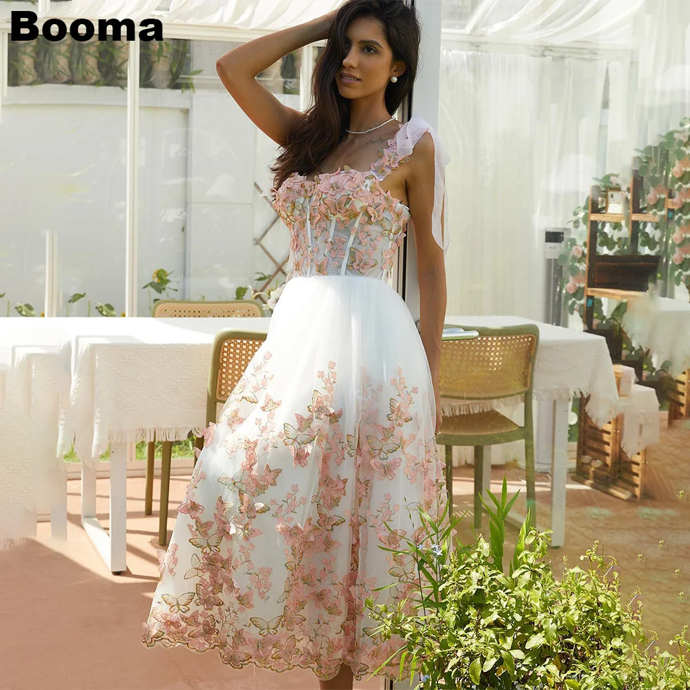 Booma A Line Embroidery Butterfly Prom Dresses Sweetehart Tea Length Wedding Party Dresses for women Birthday Evening Gowns 2023