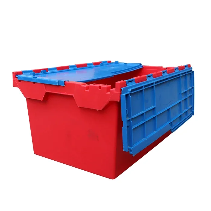 JOIN 80L Logistics Attached Lid Distribution Container Stackable Moving Crates Plastic Heavy Duty Storage Boxes & Bins For Sale