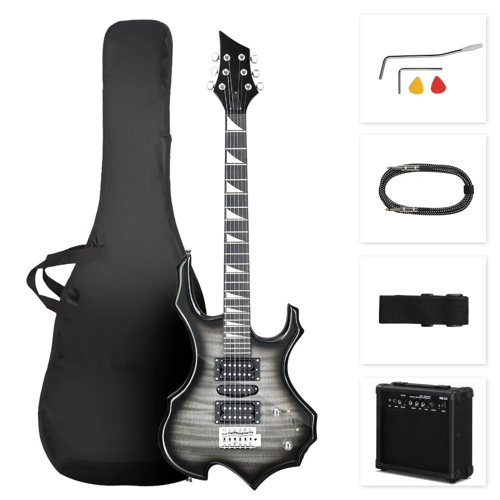 39in النار الملتهب الغيتار الكهربائي الفرقة المدرسية الزيزفون مع 20W AMP