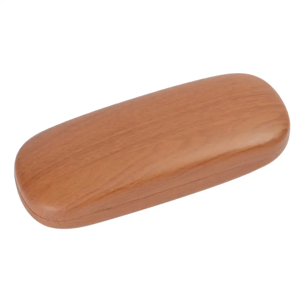 Wood Grain Flip Eye Glasses Hard Shell Protector Metal Glasses Case With Velvet Lining