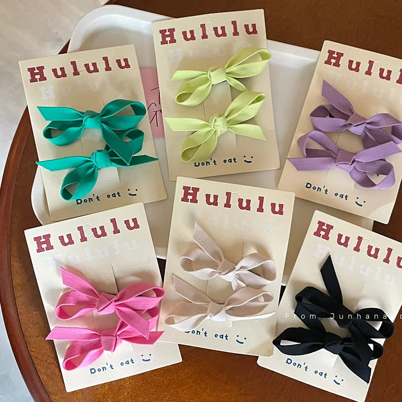 New High-Grade Color Fabric Bow Duckbilled Hair Clip Female Sweet Side Clip Hairpin Children\'s Hair Accessories