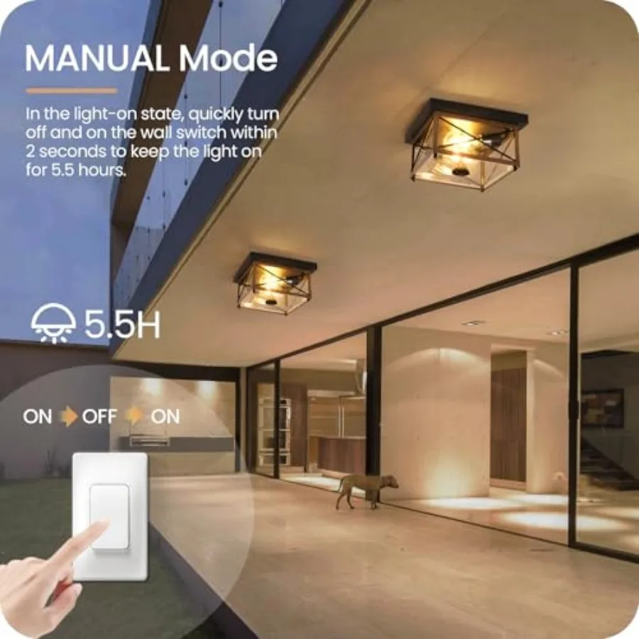 Outdoor Ceiling Light with Motion Sensor, Flush Mount Porch Ceiling Lights Outdoor, 2-Light Farmhouse Metal Close to Ceiling Li view 3