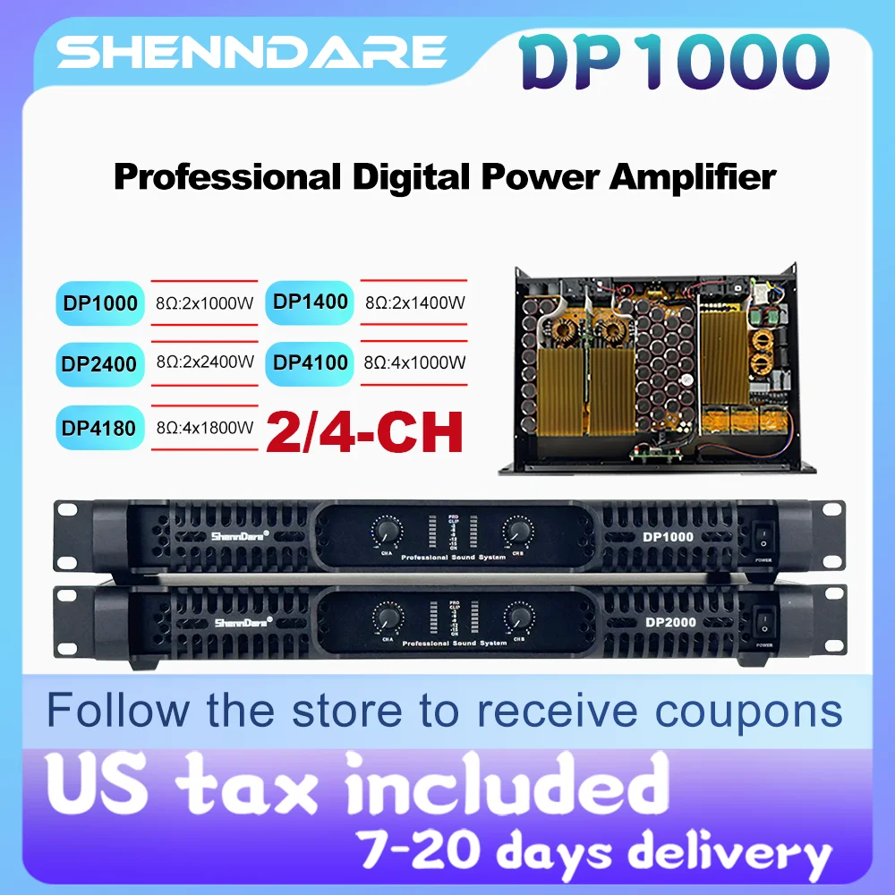 SHENNDERA DP1000 Professional 1000W Digital Power Amplifier 2Channel Stage Audio Speaker Amplifier For Home Karaoke Subwoofer DJ