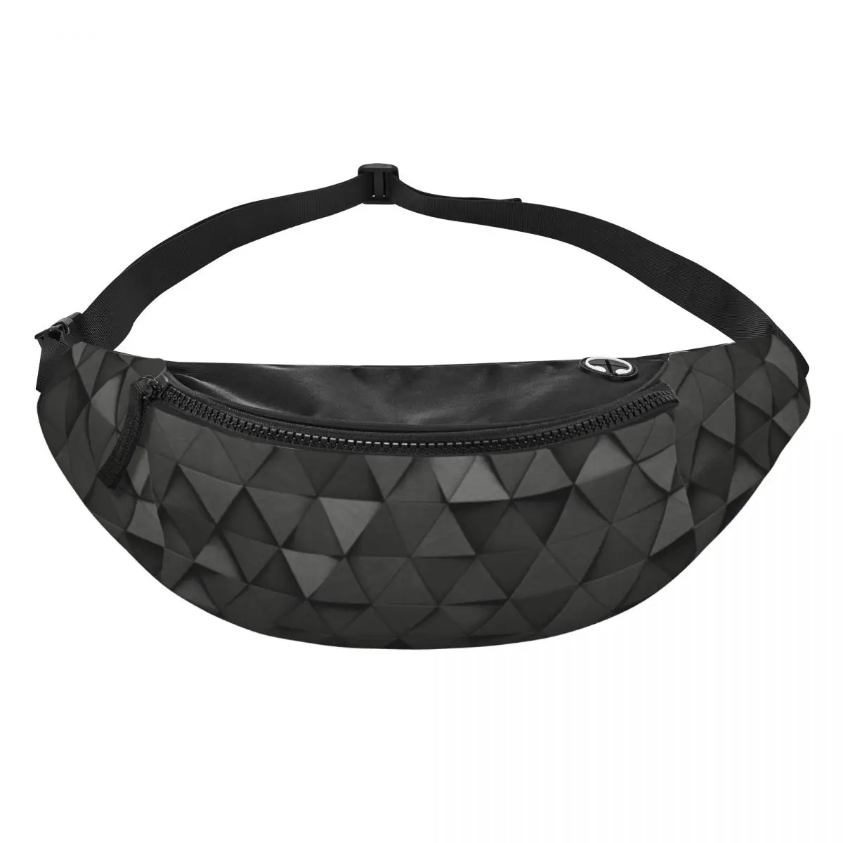 Dark High Tech Triangles Fanny Pack Men Women Custom Abstract Geometric Crossbody Waist Bag for Traveling Phone Money Pouch