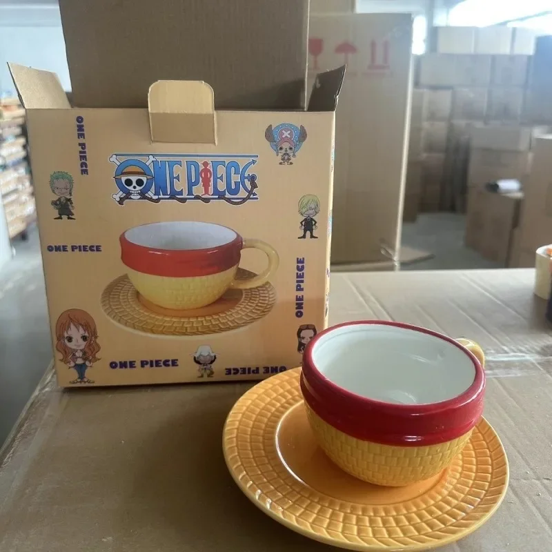New collection One Piece anime peripheral creative Luffy home ceramic milk cup office coffee cup set Luffy birthday gift