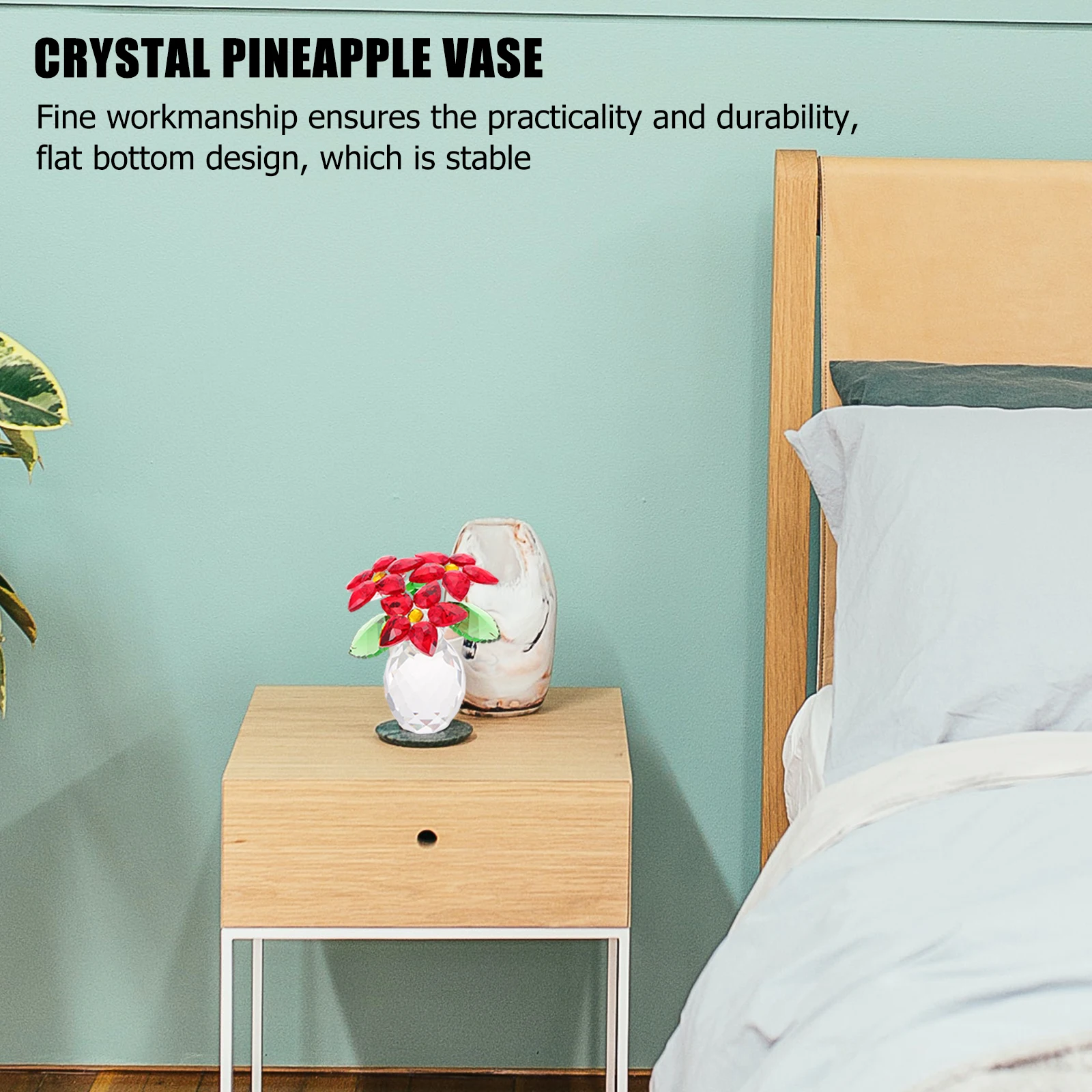 

1Pcs Creative Crystal Vase Decor Stable Desktop Adornment Unique Flower Design Compact Size Indoor Decor Crystal Craft Adornment