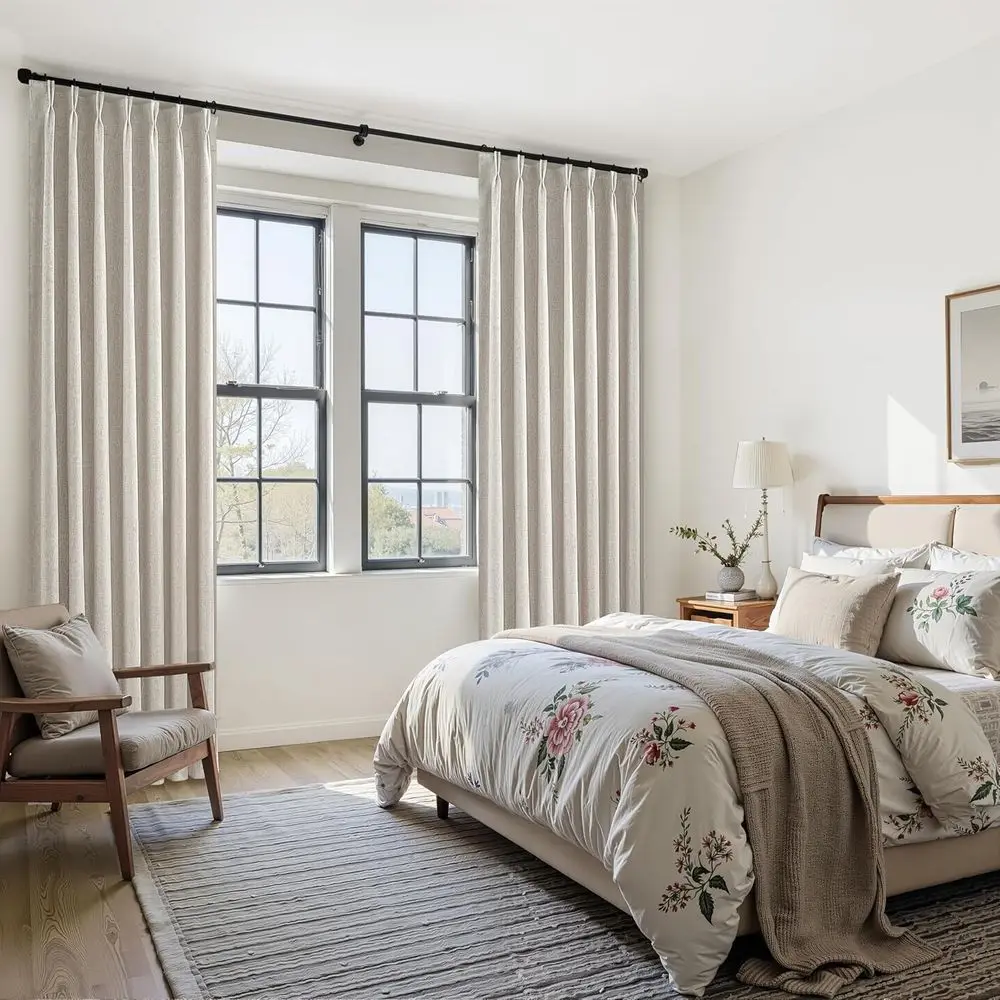 63 ستائر تعتيم طويلة ذات لوحتين، ستائر معزولة حراريًا لـ 62 نافذة، كتان تصفية الضوء (40 × 63 × 2)