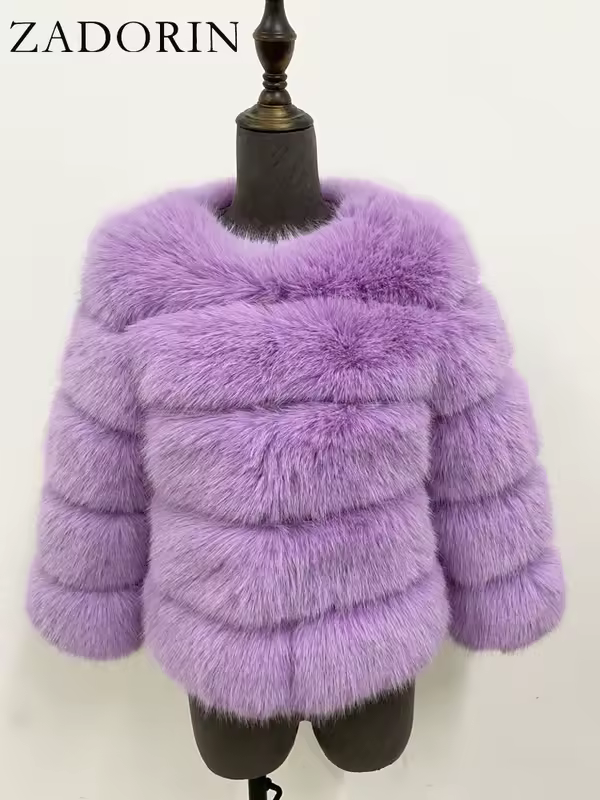 ZADORIN S-6XL Mink Coat Winter Black White Faux Fur Coat Woman Elegant Fluffy Faux Fur Jacket Top Short Fur Coats Woman Clothing - Image 28
