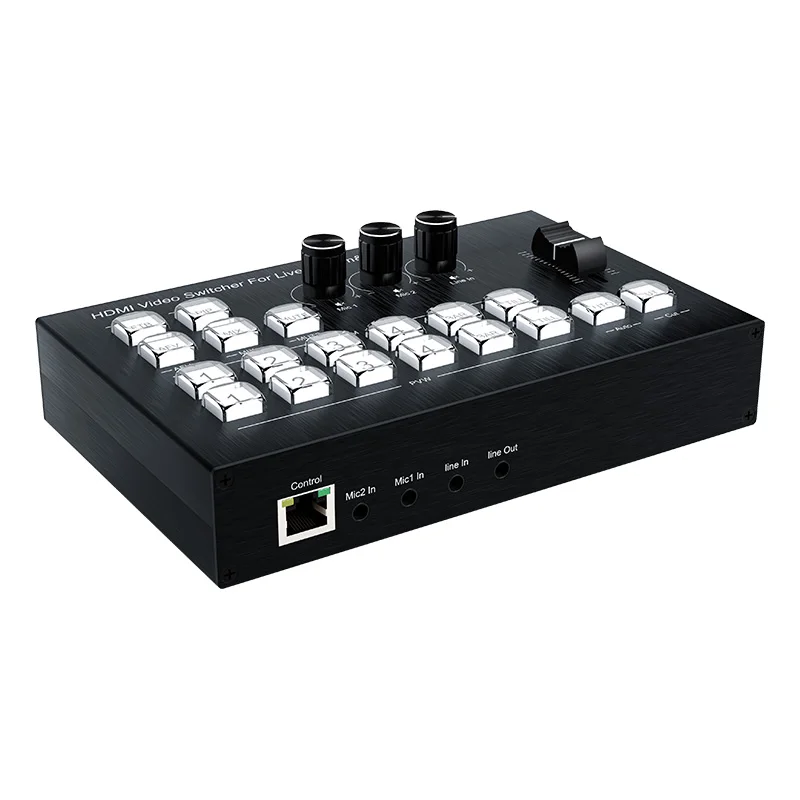 

2025 Video switcher for live streaming 4 in 2 out Video with USB3.0
