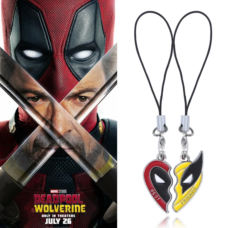 Movie Deadpool e Wolverine Best Friends Red Yellow Clown Mask portachiavi ciondolo Love Heart Combination for Bag Friends Jewelry