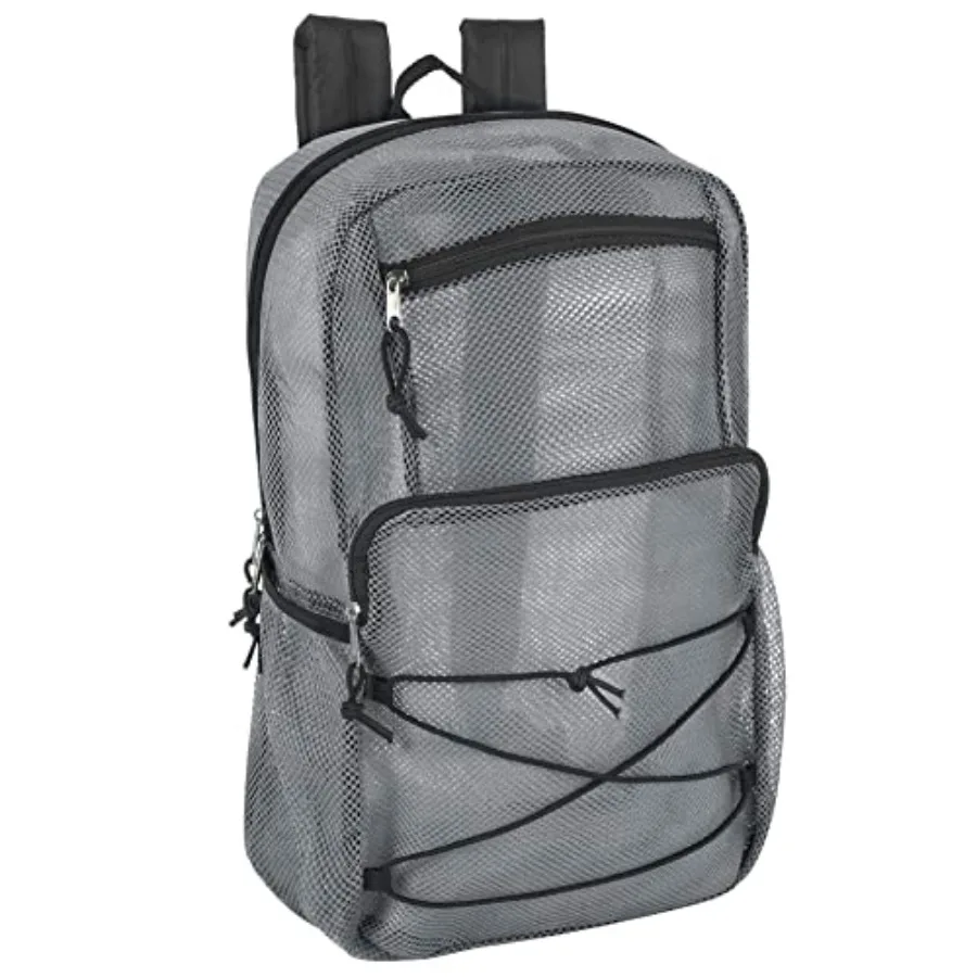 

Deluxe See Through Mesh Backpack with Bungee Cord and Adjustable Padded Straps for Swimming, Travel