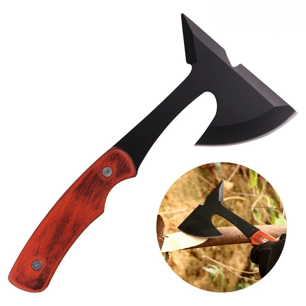 

Outdoor Multifunctional Wooden Handle Stainless Steel Axe Convenient Portable Camping Hiking and Survival EDC Tool