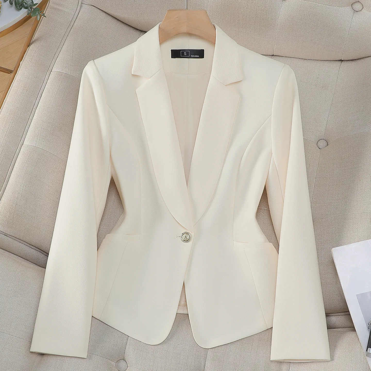 

Office Ladies Blazer Womens Apricot Blue Black Female Work Business Wear Slim Suit Jacket Spring Autumn Coat Women Outerwear