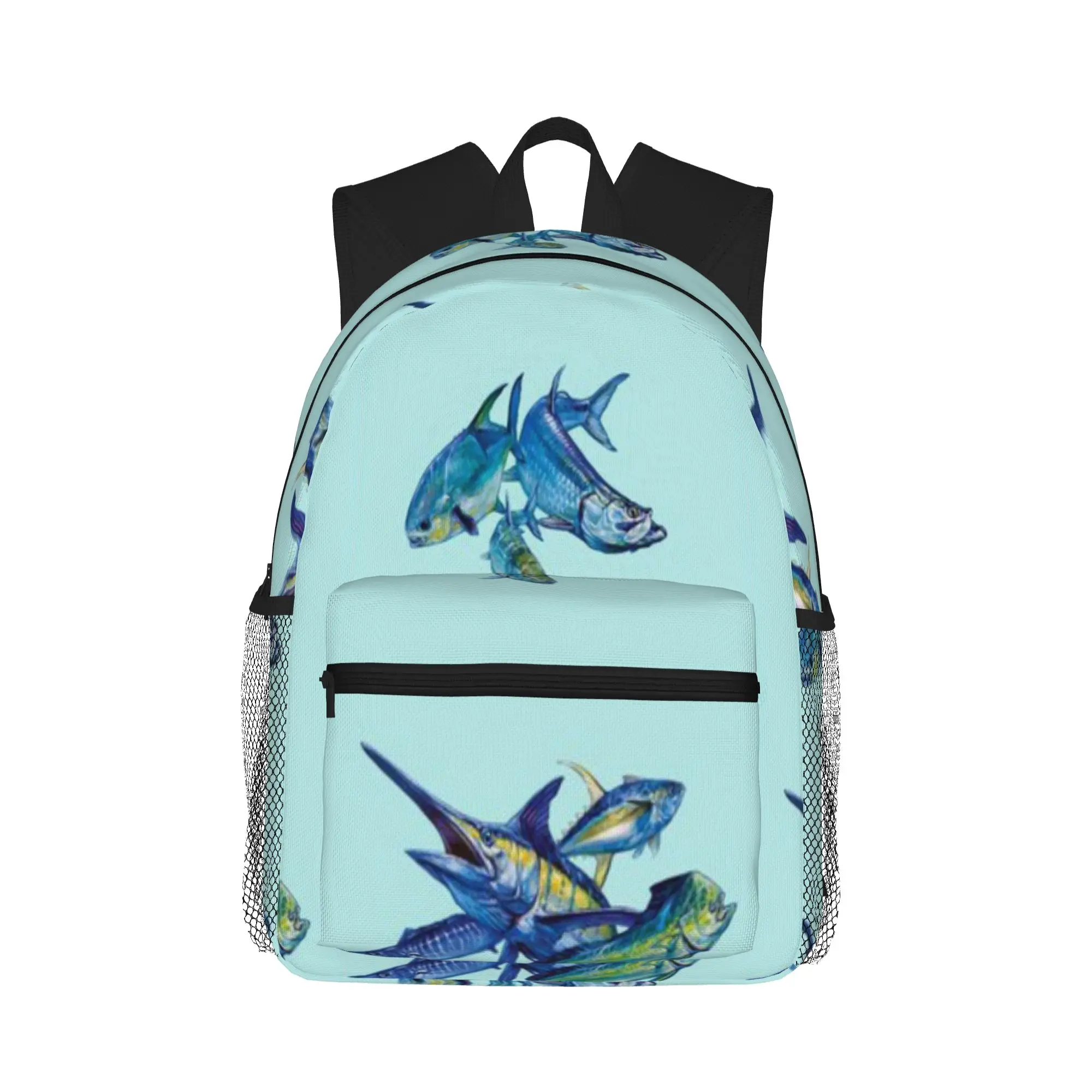 

Saltwater Fishing aqua color Casual Backpack for Students and Adults Bag
