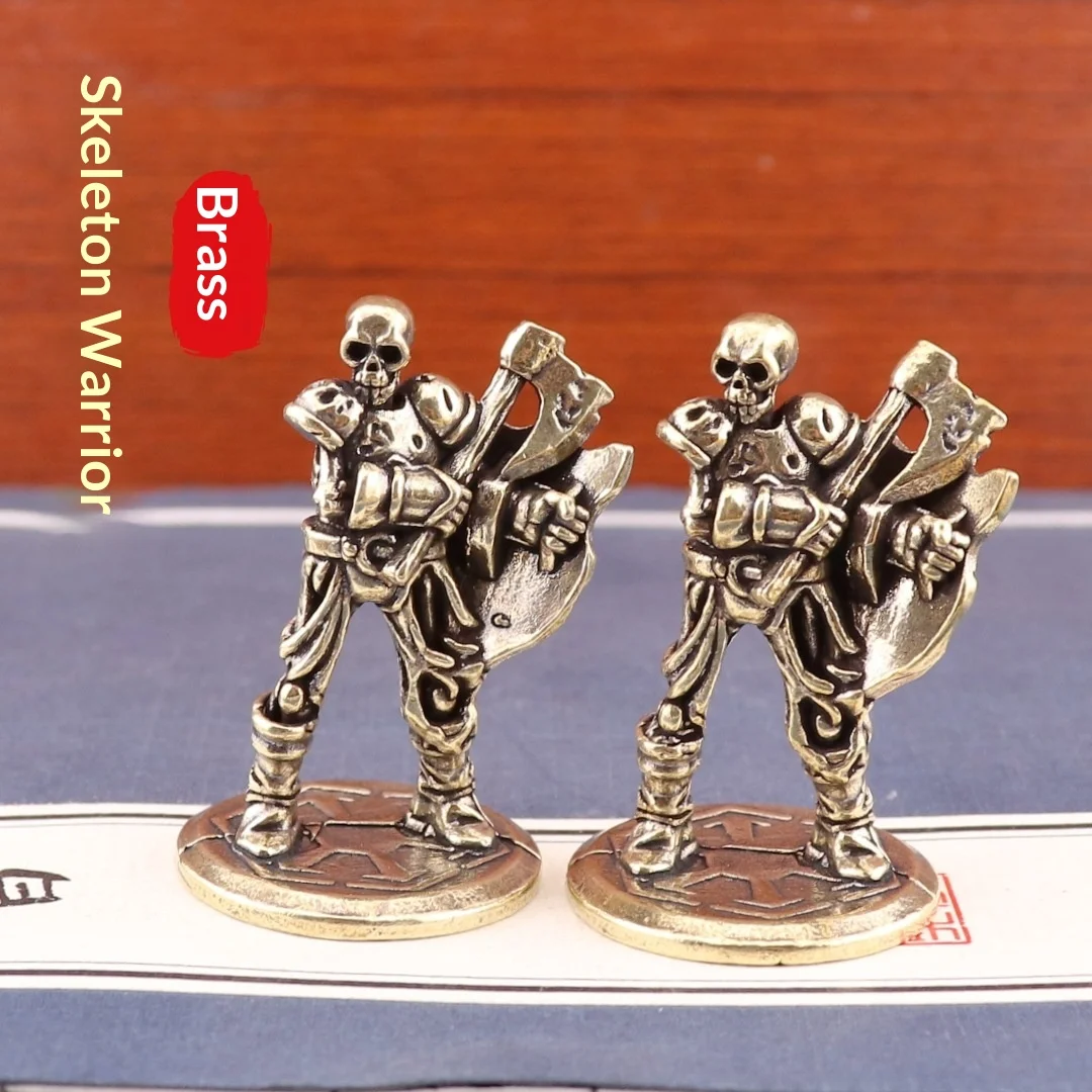 Vintage Brass Cyberpunk Skeleton Warrior Statue, Tabletop Game Miniature Car Dashboard Desk Decor, Steampunk Figurine Gift