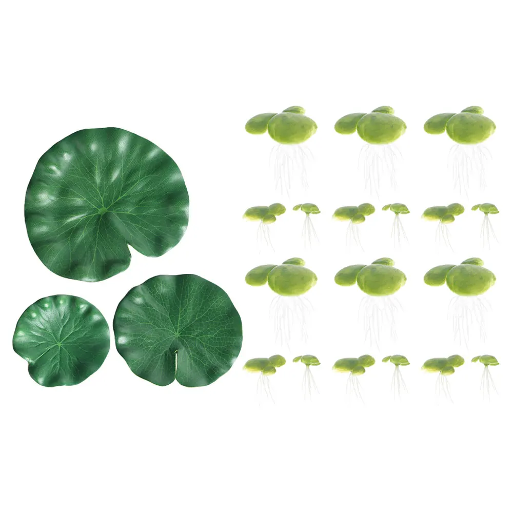 

21pcs Artificial Lotus Leaves Floating Decorations for Aquarium Pond Garden Simulation Leaf Realistic Natural Faux Adornment