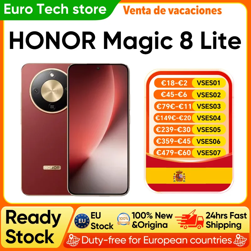 HONOR Magic 8 Lite Versión EU, Teléfono Inteligente 5G, 108MP OIS AI, eSIM, Resistente a Caídas de 2.5m, Resistente al Polvo IP69K, 7500mAh, Snapdragon 6 Gen4