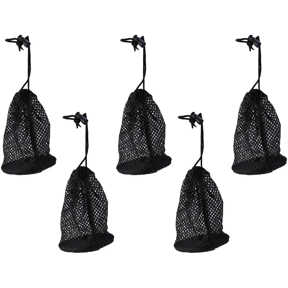 5Pcs Golf Ball Mesh Bag Drawstring Storage Pouch Lightweight Nylon Large Capacity Golf Ball Organizer Portable for Tennis
