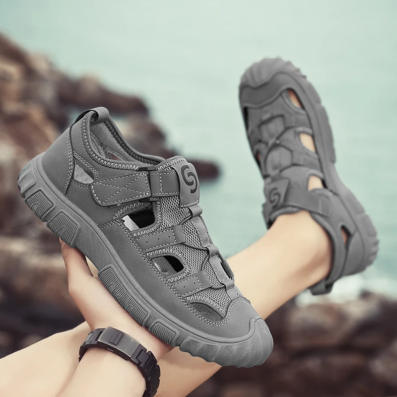 Sandali estivi in rete da uomo all\'aperto, scarpe da trekking da viaggio antiscivolo scarpe romane da uomo scarpe da trampolieri da spiaggia scarpe