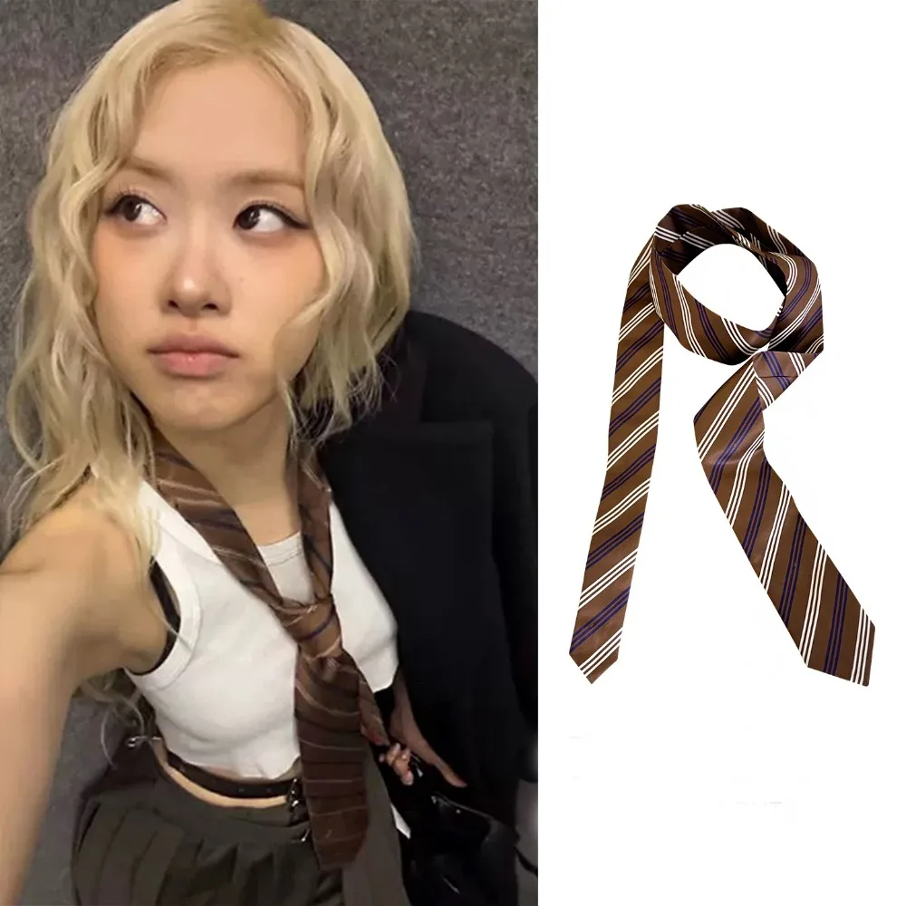 

Temperament Korean Striped Tie Printed Y2K JK Uniform Necktie Harajuku Style Long Belt Accessories JK Uniform Decoration