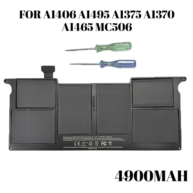 

Сменный аккумулятор для MacBook Air A1465 A1369 A1370 и MacBook Pro A1495 A1406, высокая емкость 4900 мАч, с инструментами