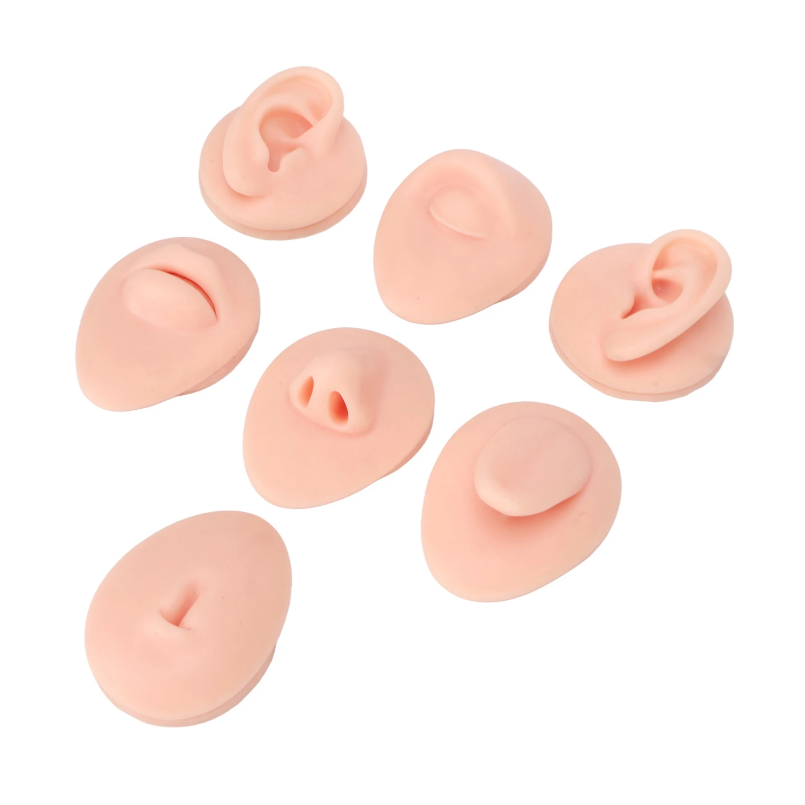 Silicone Piercing Body Model Soft Silicone Ear Mouth Nose Eye Tongue Navel Model with Display Rack for Piercing Practice Light S