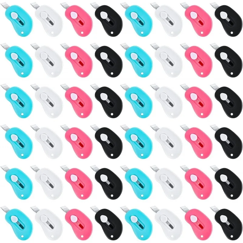 

1 mini retractable box cutter with a lovely design, ideal back-to-school supplies. This pocket-sized utility knife can be used to open parcels and letters, suitable for students, office use, classroom stationery and handmade creation
