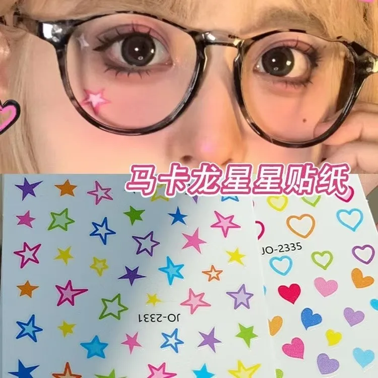 

Cute Pastel Star Heart Nail Stickers Five Point Star Gradient Design Self Adhesive Waterproof for DIY Nail Art Wholesale