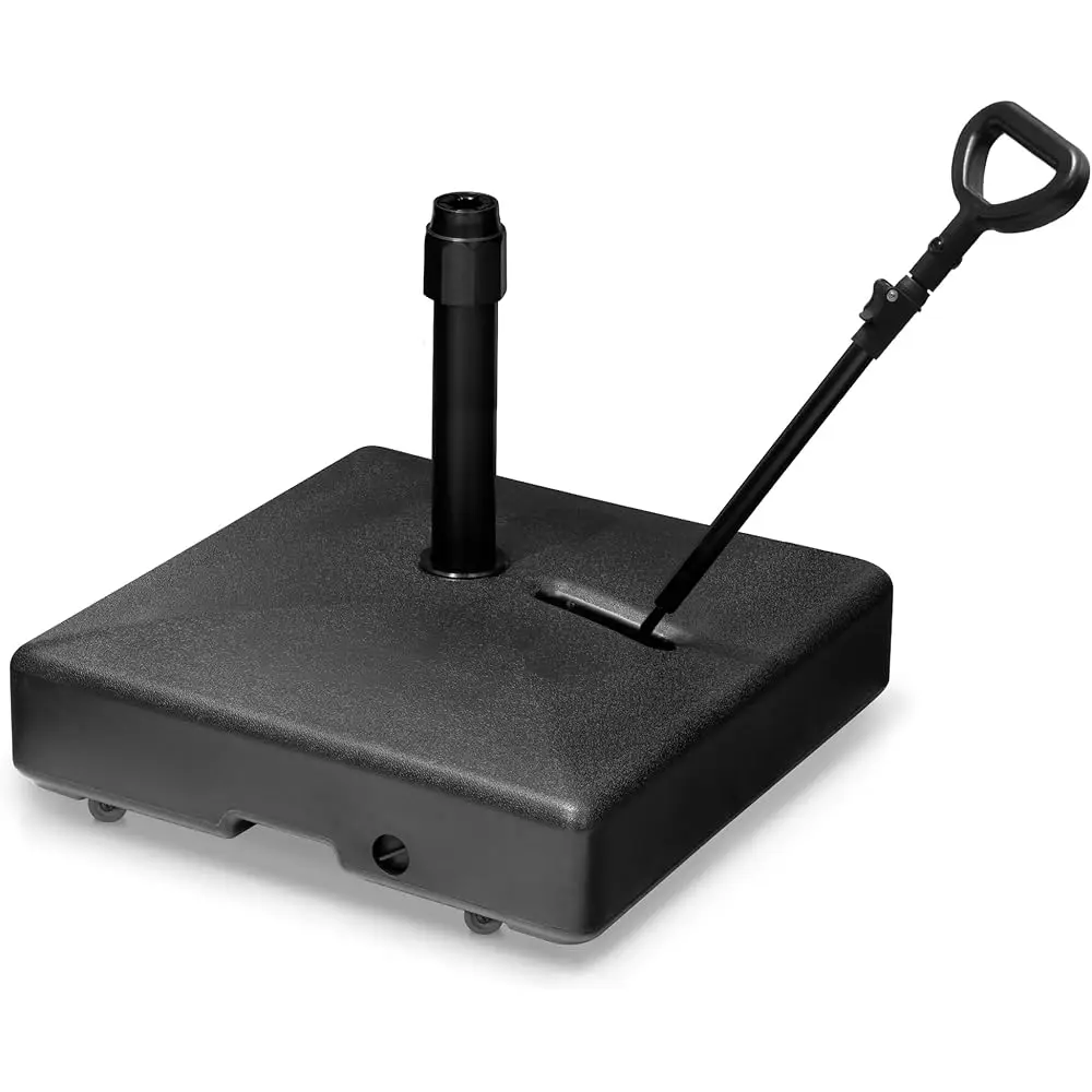 

150Lbs Acity Water & Sand Fillable Mobile Umbrella Base Heavy Duty Market Stand For Patio, Garden, Lawn, W/ 3 Wheels,