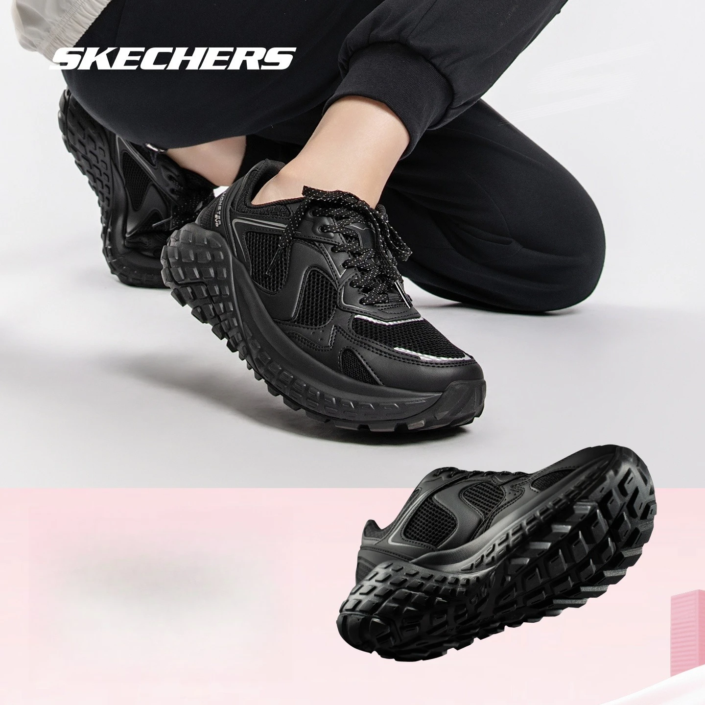 Skechers MONSTER EVO 2025 zapatos de mujer deportes al aire libre zapatillas de deporte ligeras con cordones gruesos para mujer zapatillas de mujer