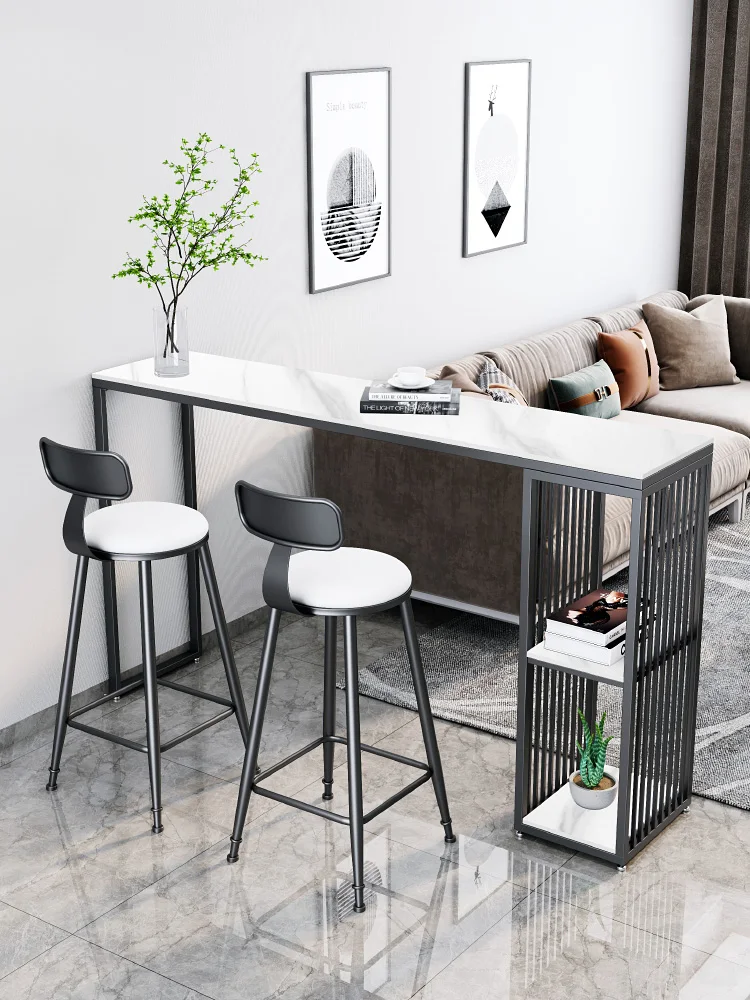 

Living room sofa partition cabinet rock slab household small bar counter against the wall kitchen high foot narrow strip table
