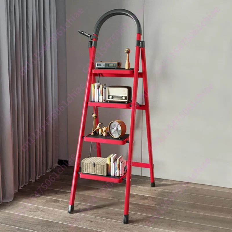 Telescopic Indoor Staircase Herringbone Ladder Multifunctional Thickened Lifting Stainless Steel Five-step Ladder