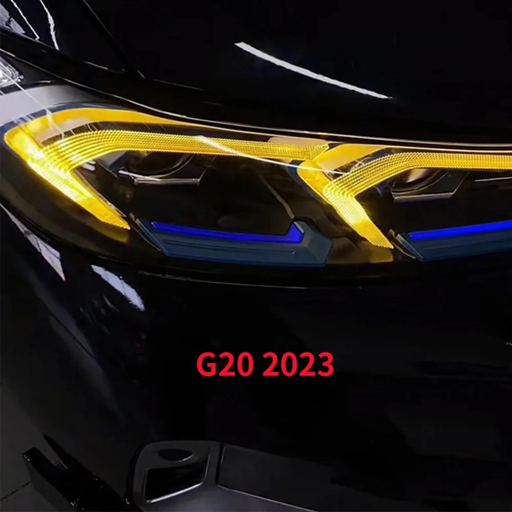 Yellow Angel Eyes DRL LED chip per BMW serie 3 G20 LCI LED Headlight Euro 2023 + Superbright Yellow Daylight Lightsource