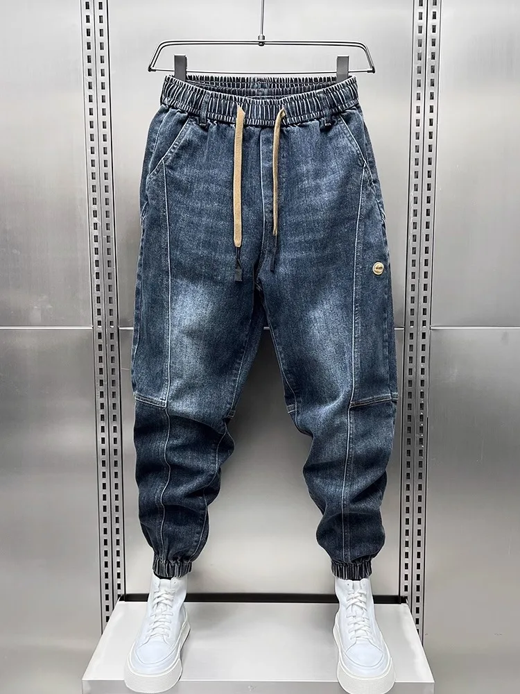 

Casual Harajuku Sle Men's Jeans Spring Autumn Loose Workwear Trousers Elastic Waist Long Pants Harajuku Loose Fit Jeans