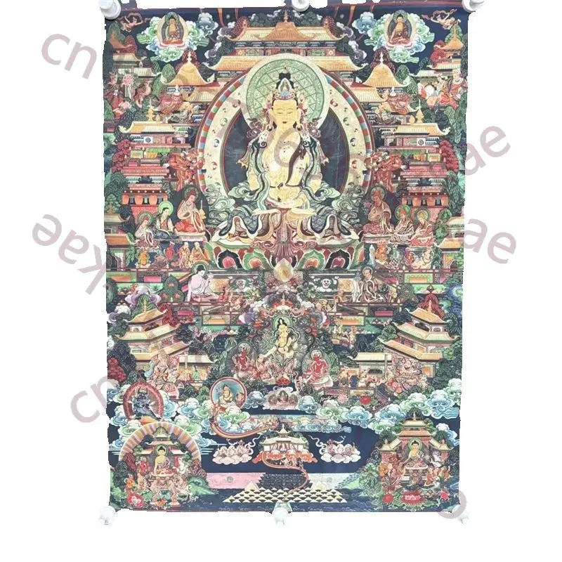 

Тибетская буддийская шелковая танка с изображением Бодхисаттвы Вайроканы - Искусное изделие ручной работы, старинное буддийское настенное украшение для домашнего декора