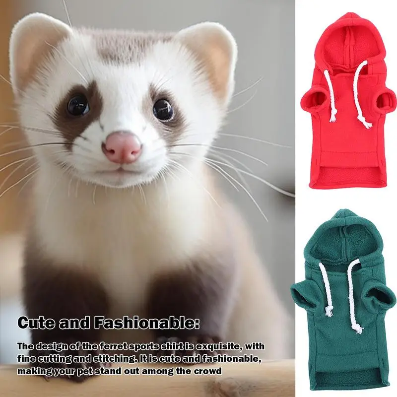 Ferret Sweatshirt Small Ferret Clothes Hoodies Guinea Pig Hoodie Hamster Sweater Skin Friendly Drawstring Hood For Rabbit