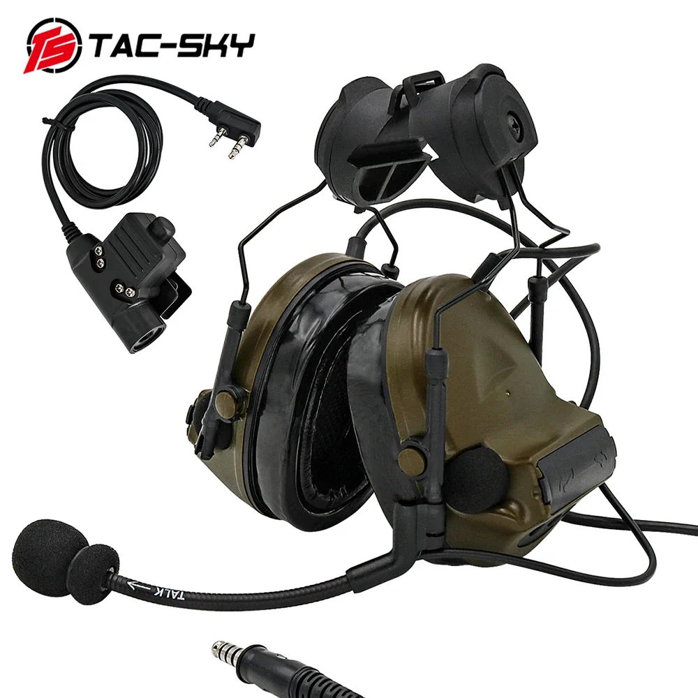 ARC 레일 어댑터가 있는 TAC -SKY COMTAC II 헤드셋, 에어소프트 슈팅 헤드폰, 에어소프트 스포츠용 하리 보호 전술 헤드셋