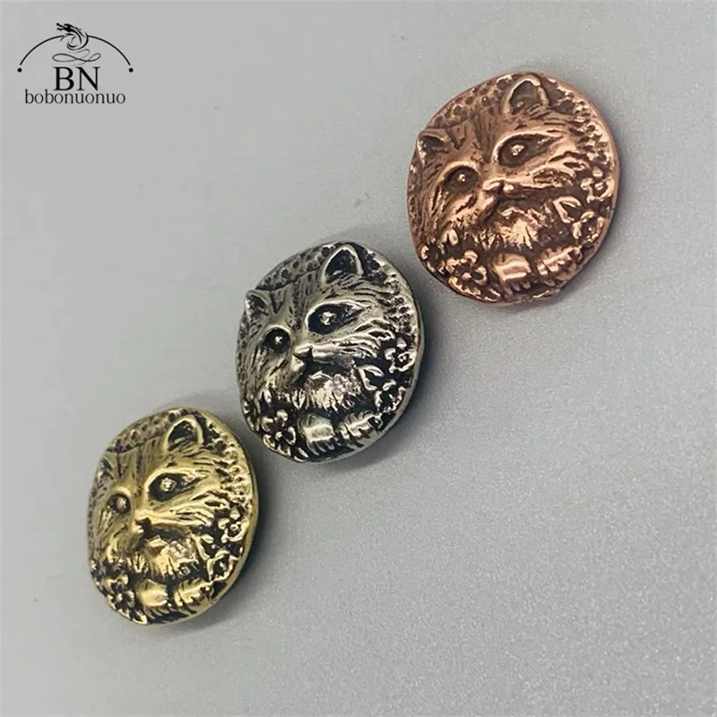 Vintage rame cat Head Buckle ottone Screwback Rivet Clothes Button Punk Trendy accessori fai da te per giacca in pelle portafoglio cintura