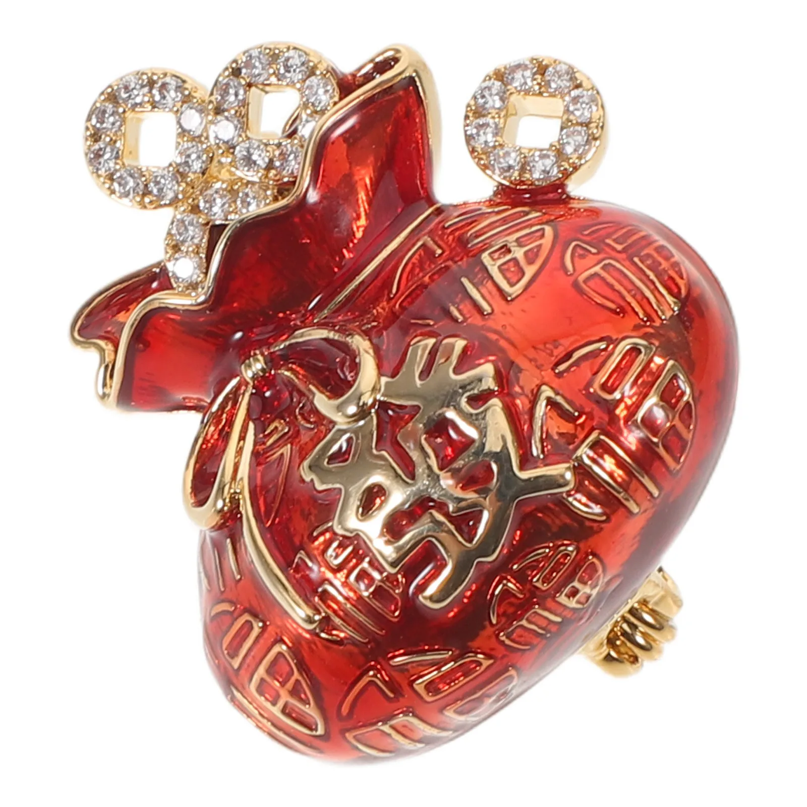 

Lucky Bag Brooch Pin Women Red Rhinestone Chinese New Year Jewelry Festive Clothing Accessory Lapel Hat Suit Decoration Gift