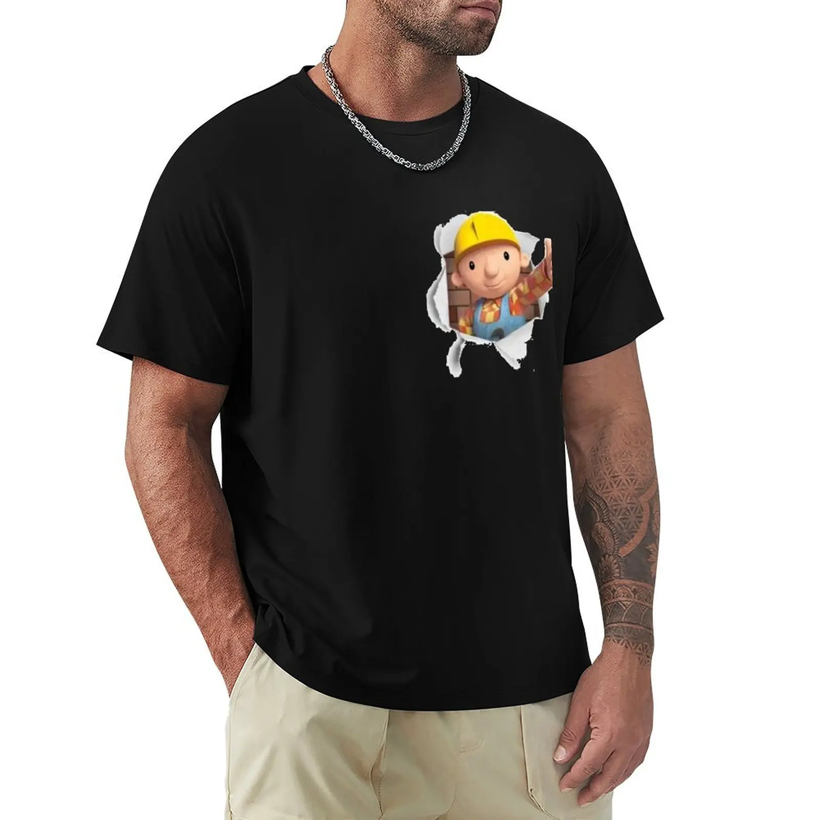 

Bob the builder T-Shirt Basic Solid Color Casual Tee Shirt
