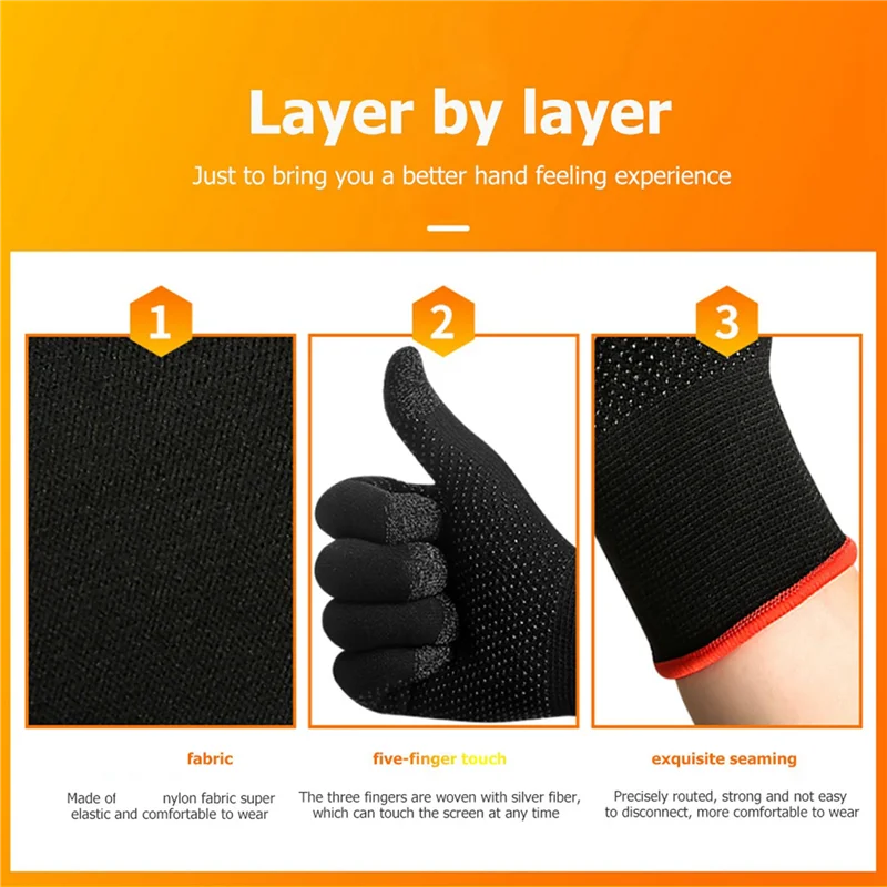 2Pcs Game Gloves for Sweat Proof Non-Scratch Sensitive Press Screen Gaming Finger Thumb Sleeve Gloves