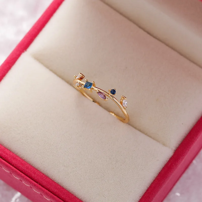 Zarte Kristall-Zirkon-Ringe für Frauen, süße Blume, Blatt, Schmetterling, verstellbare offene Ringe, Hochzeit, Verlobung, Schmuck, Geschenk – Detail 27