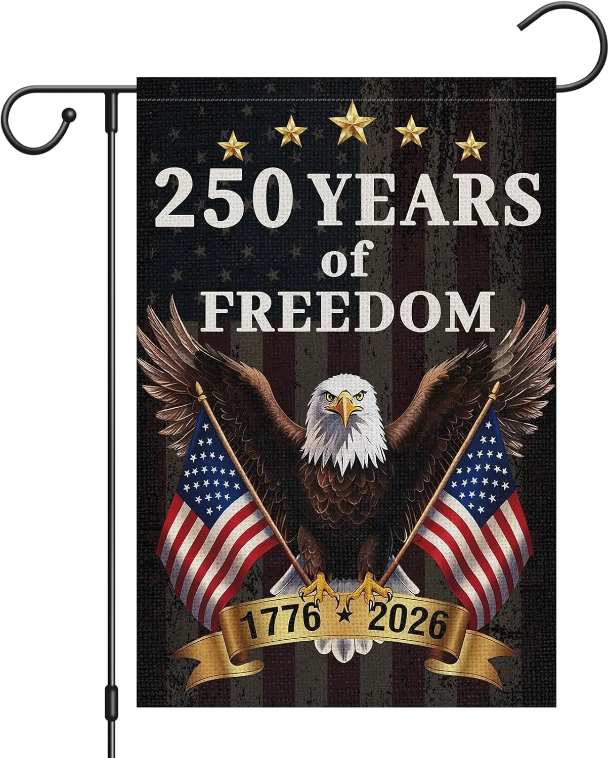 Heyfibro 250 Anniversary USA Garden Flag 12x18 Double Sided Burlap, Patriotic Eagle Independence Day 250th Anniversary Ameri MMZ