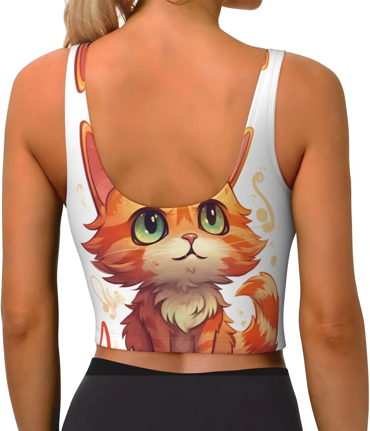 Soutiens-gorge de sport pour femmes, dos en U amovible, débardeurs pour femmes, chat Orange, imprimé Yoga drôle, soutiens-gorge d'entraînement
